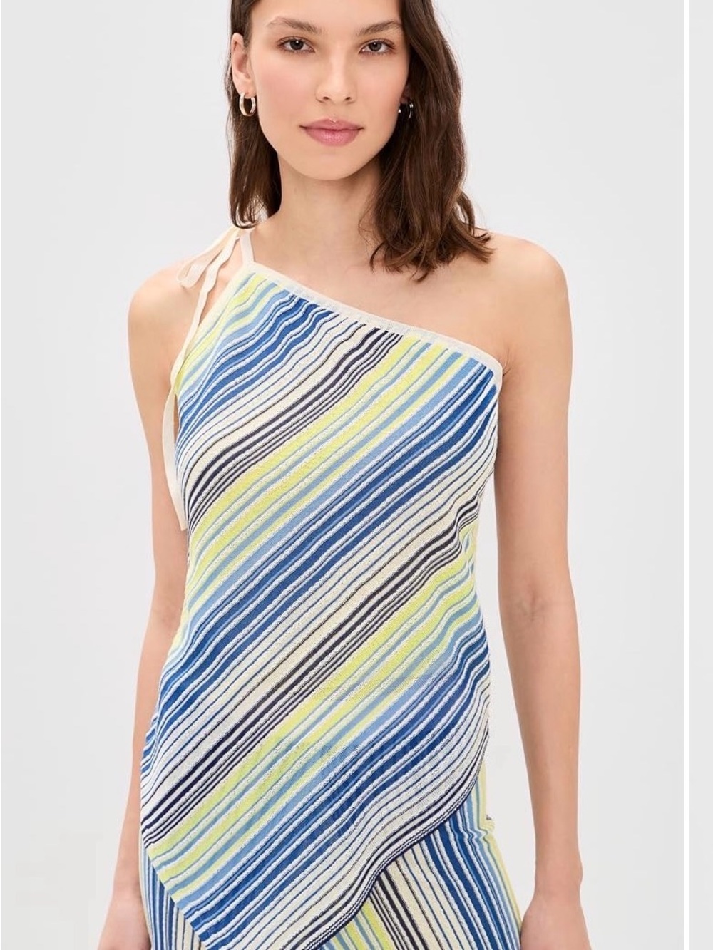 Line & Dot — NWT Striped One-Shoulder Summer Top in Blue and Yellow